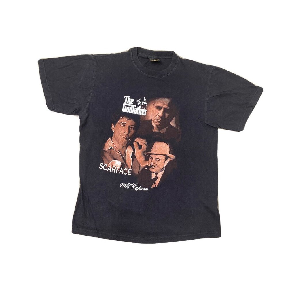 VTG Al Capone Scarface The Godfather Graphic T-Shirt Sz L The Original Gangstas